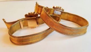 Victorian Mesh Slide Bracelets Gold Filled,  Pearl Mounted Lovely 7