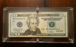American Usa 2013 $20 Note Solid Serial Number (mb66666666b) Rare