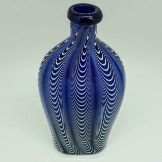 Rare Antique Georgian Bristol Blue Nailsea Art Glass Applied Top Flask c1800 11