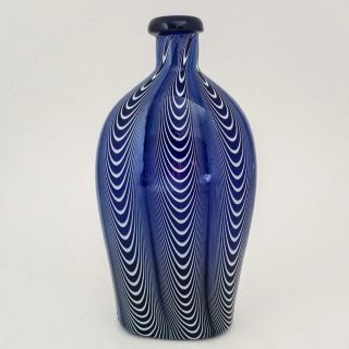 Rare Antique Georgian Bristol Blue Nailsea Art Glass Applied Top Flask C1800
