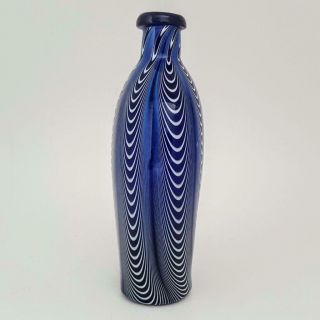 Rare Antique Georgian Bristol Blue Nailsea Art Glass Applied Top Flask c1800 2