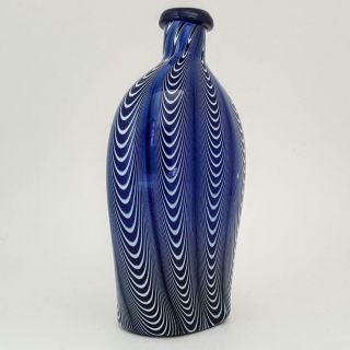 Rare Antique Georgian Bristol Blue Nailsea Art Glass Applied Top Flask c1800 3