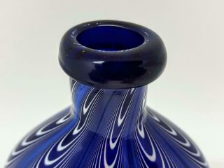 Rare Antique Georgian Bristol Blue Nailsea Art Glass Applied Top Flask c1800 5