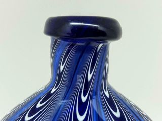 Rare Antique Georgian Bristol Blue Nailsea Art Glass Applied Top Flask c1800 6