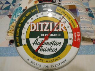 Vintage Advertising Thermometer Ditzler Auto Finish Paint Body Repair Shop