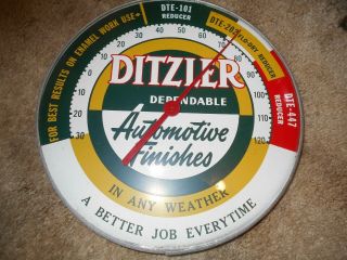 Vintage Advertising Thermometer Ditzler Auto Finish Paint body Repair Shop 2