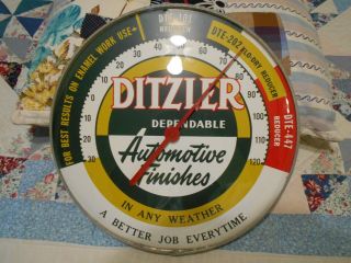 Vintage Advertising Thermometer Ditzler Auto Finish Paint body Repair Shop 6