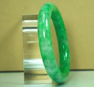 Estate Chinese Natural Rich Apple Green Jade Jadeite Stone Bangle Bracelet 58 Mm