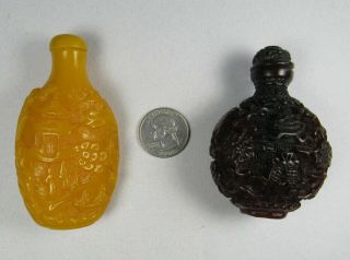2 Chinese Hand Carved Perfume / Snuff Bottles