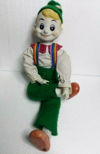 1983 Contima Co.  Rare Fabulous Porcelain Music Box Pinocchio Puppet Doll 14 " Inch