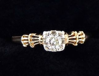 Vintage 14k.  20 Vs2 H Old European Cut Diamond Engagement Ring Size 7