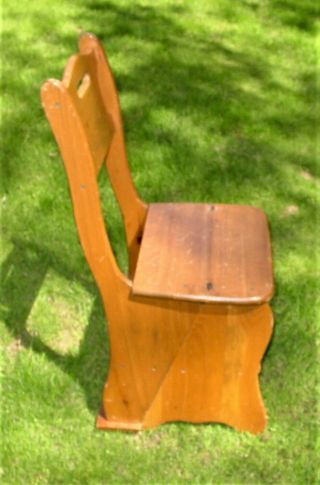 Rare Vintage Handcrafted 2 in 1 Wooden Folding Chair & Step Ladder 3