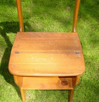 Rare Vintage Handcrafted 2 in 1 Wooden Folding Chair & Step Ladder 4