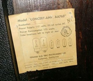 Fender Concert Amp Vintage 1964 Pre - CBS UNMOLESTED 4X10 