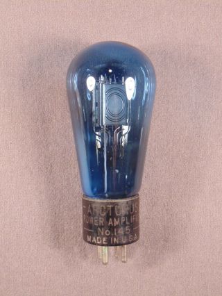 1 No.  145 Arcturus Blue Globe Engraved Base Antique Radio Amp Vacuum Tube Rare