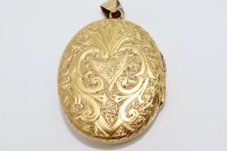 A Fine Antique Victorian 15ct Yellow Gold Emerald & Pearl Locket Pendant 12616 2