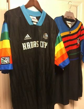 Vintage Kansas City Wizards Sporting Kc 1997 Mls Soccer Jersey’s Adidas Large Xl