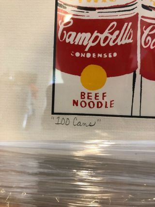 Andy Warhol Signed Autographed ‘100 Cans ' Print Campbell’s Beef Soup Vintage 3
