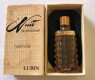 Stunning Rare 1934 Lubin Nuit De Longchamp Glass Perfume Bottle Art Deco 2 Inch