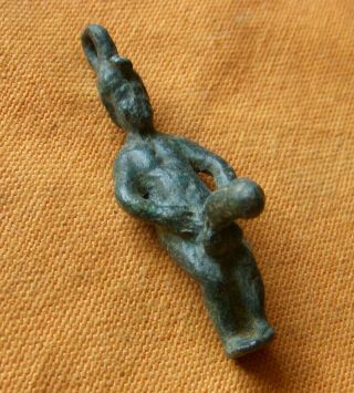 A129.  Roman Style Bronze Figure Of Nacked Priapus