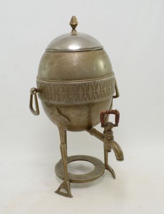 Samovar Vintage Copper Silver Plated Tea Kettle Pot Russian Art Deco Antique