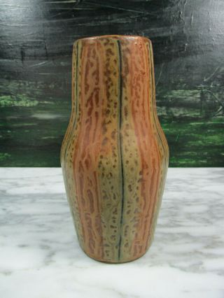Mid Century Modern Japanese Studio Art Pottery Runny Ash Glaze Vase Hand Signed
