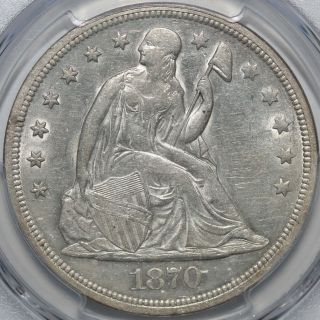 1870 Seated Liberty Dollar Pcgs Au58 Rare This White