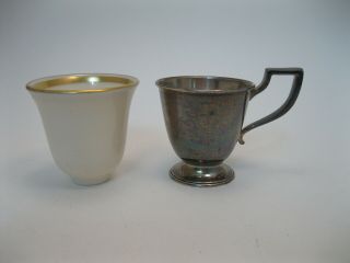 Set of 12 Vintage Lenox / Sterling Silver Demitasse Cups w Gold Rims 7