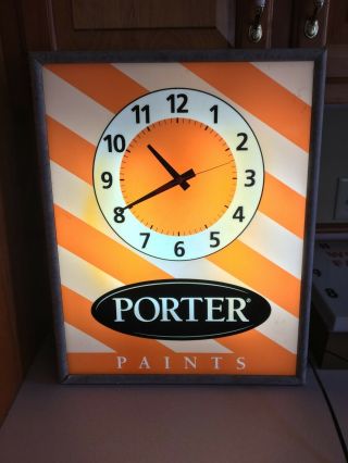 Rare Vintage Porter Paints Lighted Clock That And Keeps Time