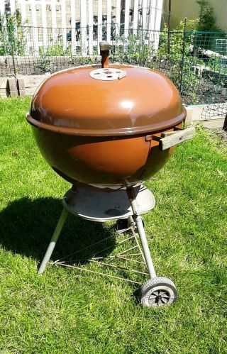 Vintage 1983 Weber Copper Mist Chocolate Brown 22 " One - Touch Kettle Grill