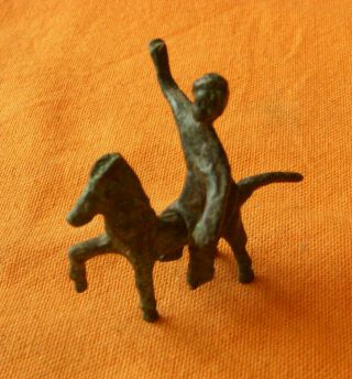 A125.  Celtic Style Bronze Horse And Rider Figurine.
