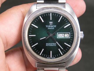 Vintage Tissot Seastar 2571 Stainless Steel Swiss Day Date Automatic Mens Watch