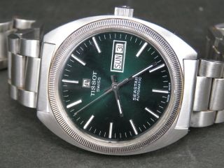 VINTAGE TISSOT SEASTAR 2571 STAINLESS STEEL SWISS DAY DATE AUTOMATIC MENS WATCH 5