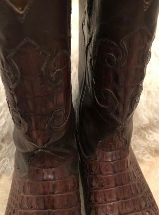 RARE Alligator Lucchese Cowboy Boots 10 D back cut brown 6