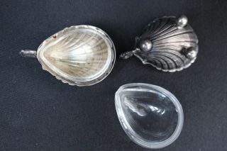 Sterling Silver & Gold Wash - Clam Shell & Fish Salt Cellars/caviar Dishes " 1895 "