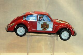 Vintage Tin Vw 5 " Long Friction Fire Chief Car Japan