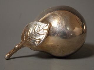Italian Sterling Silver Figural Pear Life Size Fruit Basket