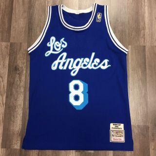 Vtg Mitchell Ness La Los Angeles Lakers Kobe Bryant Authentic Jersey Blue Sz 48