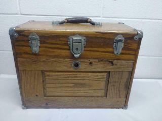 Vintage Union Steel Chest,  Machinist 7 Drawer Wooden Tool Box W/ Tools