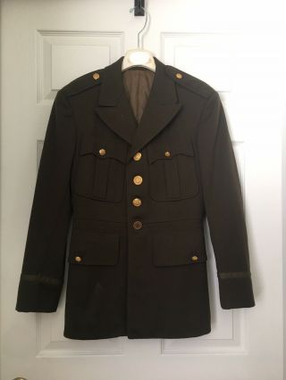 Vintage Wwii Us Army 1944 Officer’s Wool Dress Coat Size 35 Short