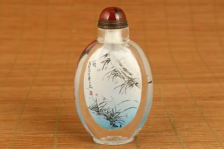 Art chinese old glass hand painting girl figure belle snuff bottle Rare 4