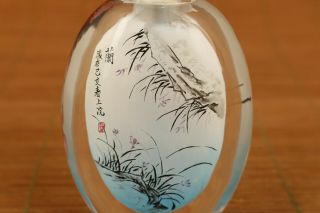 Art chinese old glass hand painting girl figure belle snuff bottle Rare 5