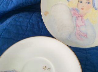Vintage Noritake Handpainted Cup And Saucer,  And Dessert Plate Signed And Dated 3