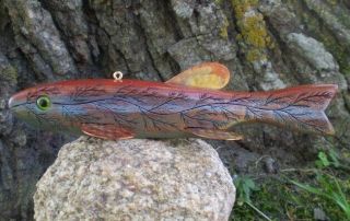 Jay Mcevers Fish Decoy Lure Fishing Folk Art Carved Wood Spearing Ice Rod Tackle