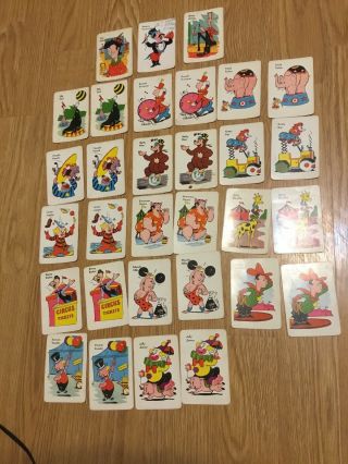 Vintage 1959 Ed - U - Cards Old Maid Cards Circus Edition 30 Cards Total