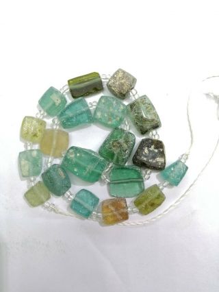 Ancient Roman Glass Old Square Beads 18th Century Necklace Mixed Random Anc