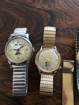 Vintage 10 Piece Watch lot; Zodiac Triple Date,  Accutron,  for parts/repair 2