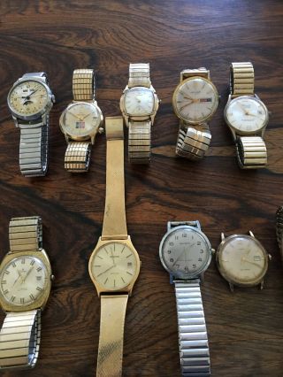 Vintage 10 Piece Watch lot; Zodiac Triple Date,  Accutron,  for parts/repair 7
