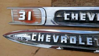 1959 Chevy Truck APACHE 31 FRONT FENDER NAME PLATES GM pair 3