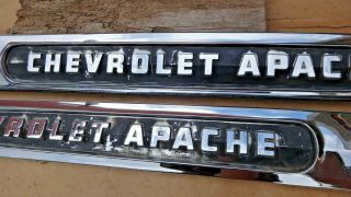 1959 Chevy Truck APACHE 31 FRONT FENDER NAME PLATES GM pair 4